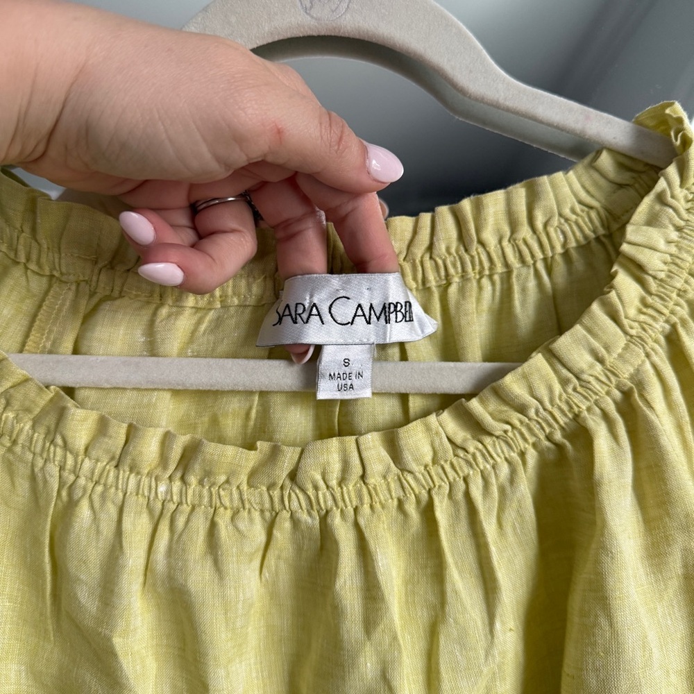 Sara Campbell Linen Yellow Blouse - Picture 2 of 4